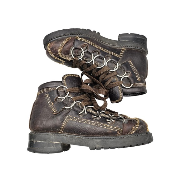 GBX Men\'s Size 7 Women\'s 8 VTG 90\'s‎ Brown Leather 6 Ring Goth Grunge Rave Boots main image 5